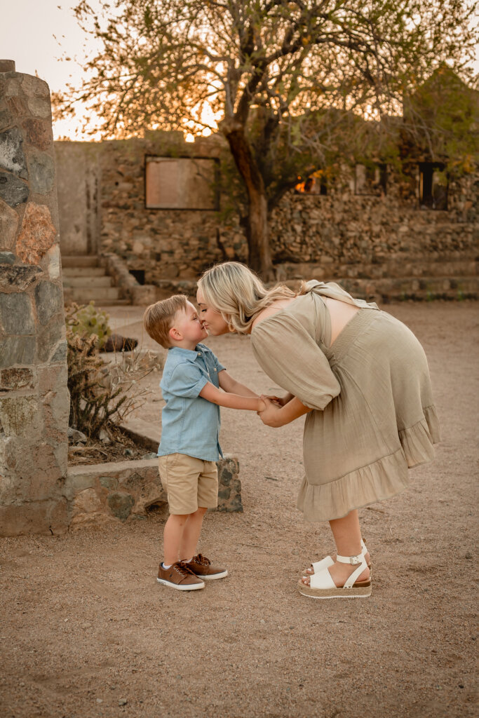 Family-Photos-Scorpion-Gulch-Phoenix-AZ-18 photo of mom and son giving nose kisses