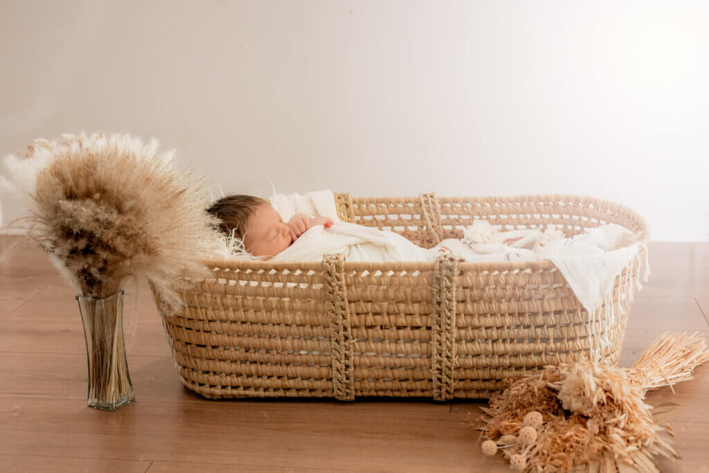 boho newborn photo by Memories by Candace with sunlight indoor