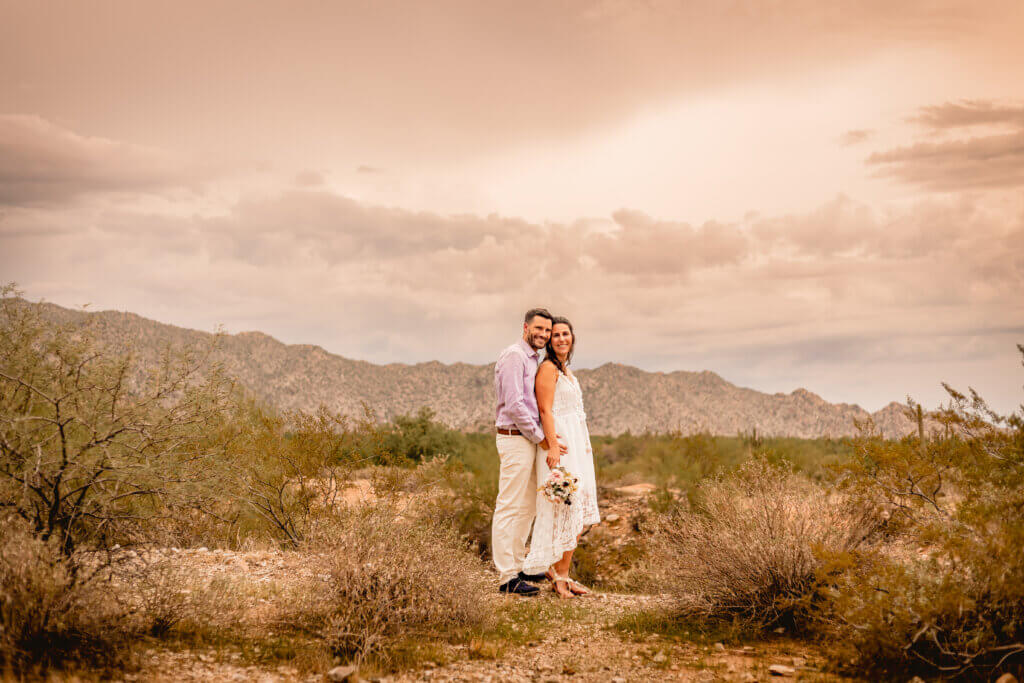 photo of elopement couple in arizona desert