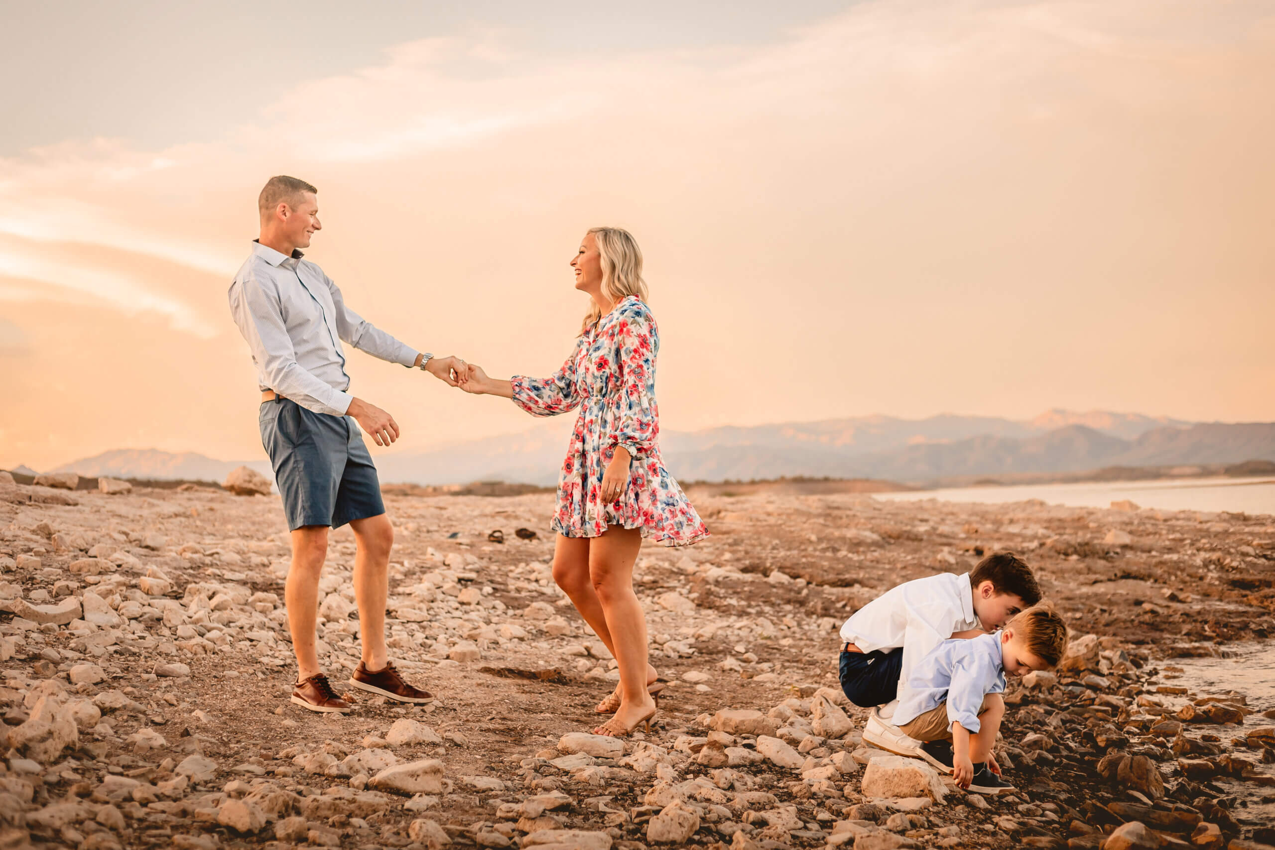 family photo at Lake Pleasant Arizona