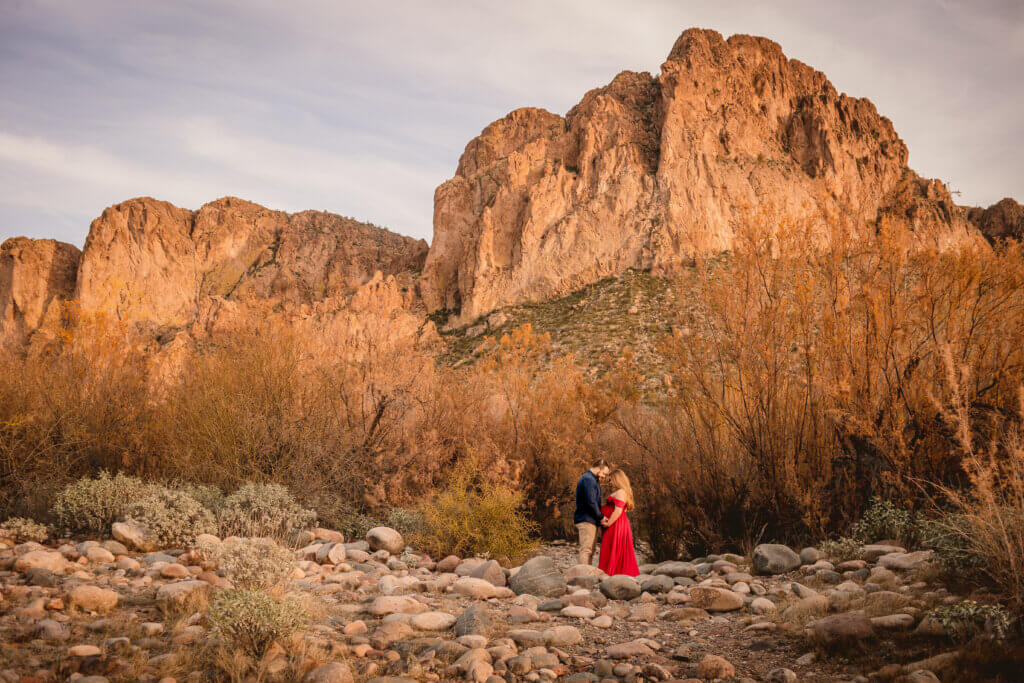 Maternity photographer, Memories by Candace, photographed this maternity couple at the Tonto National Forest near the Salt River in AZ.