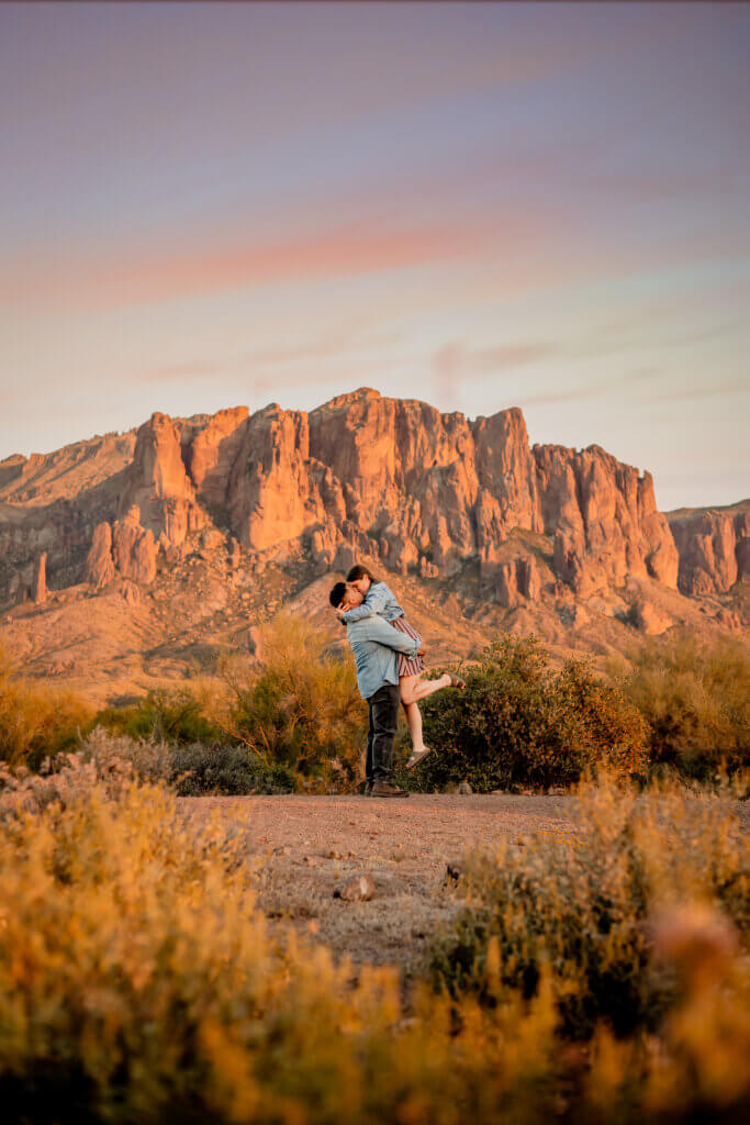 Phoenix Photographer serving surrounding valley areas in Arizona - couple photographed at Lost Dutchman at the Superstition Mountains