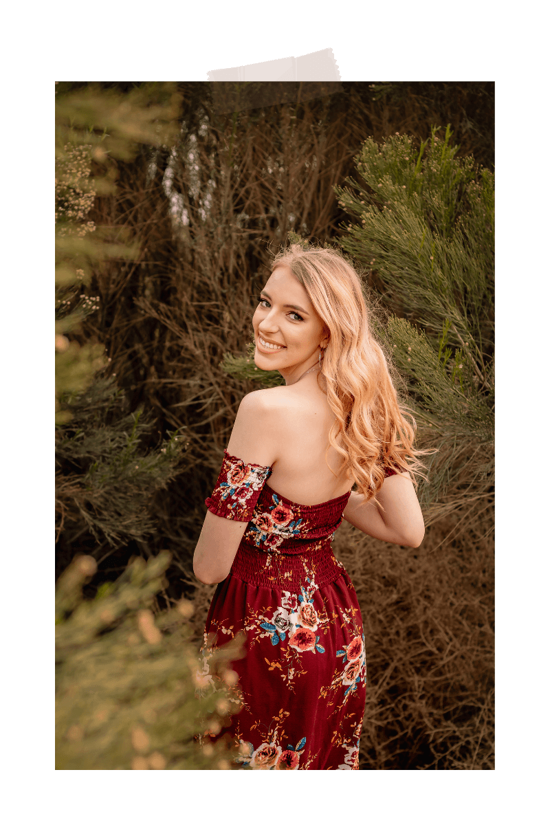 Senior photo in greenery near Phoenix by photographer Memories by Candace