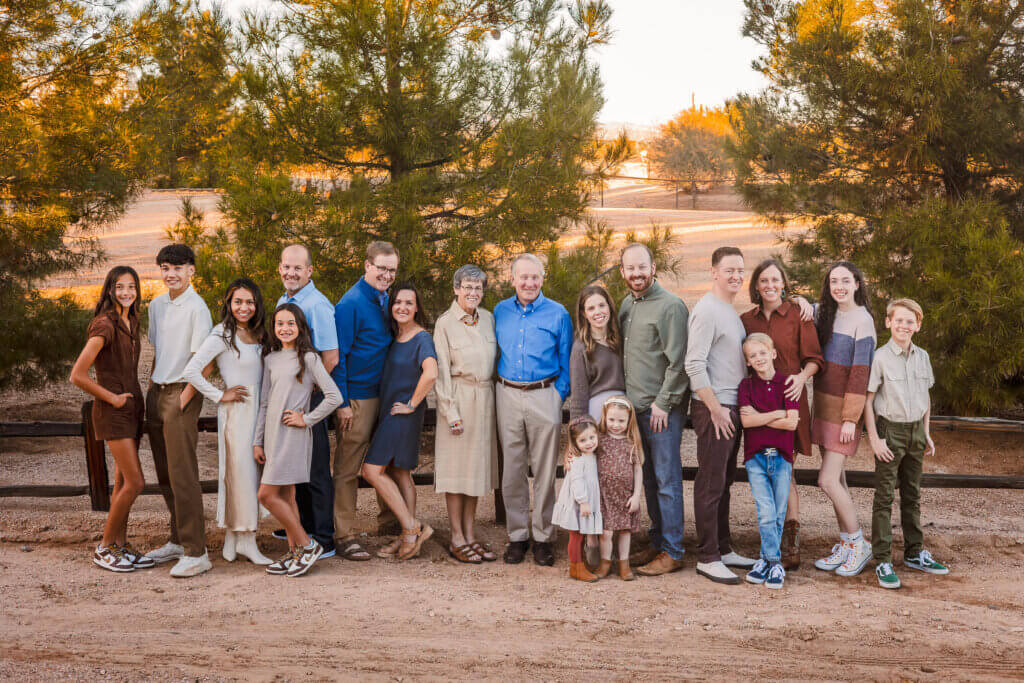 family portrait of large extended family in Scottsdale at a Air Bnb Home