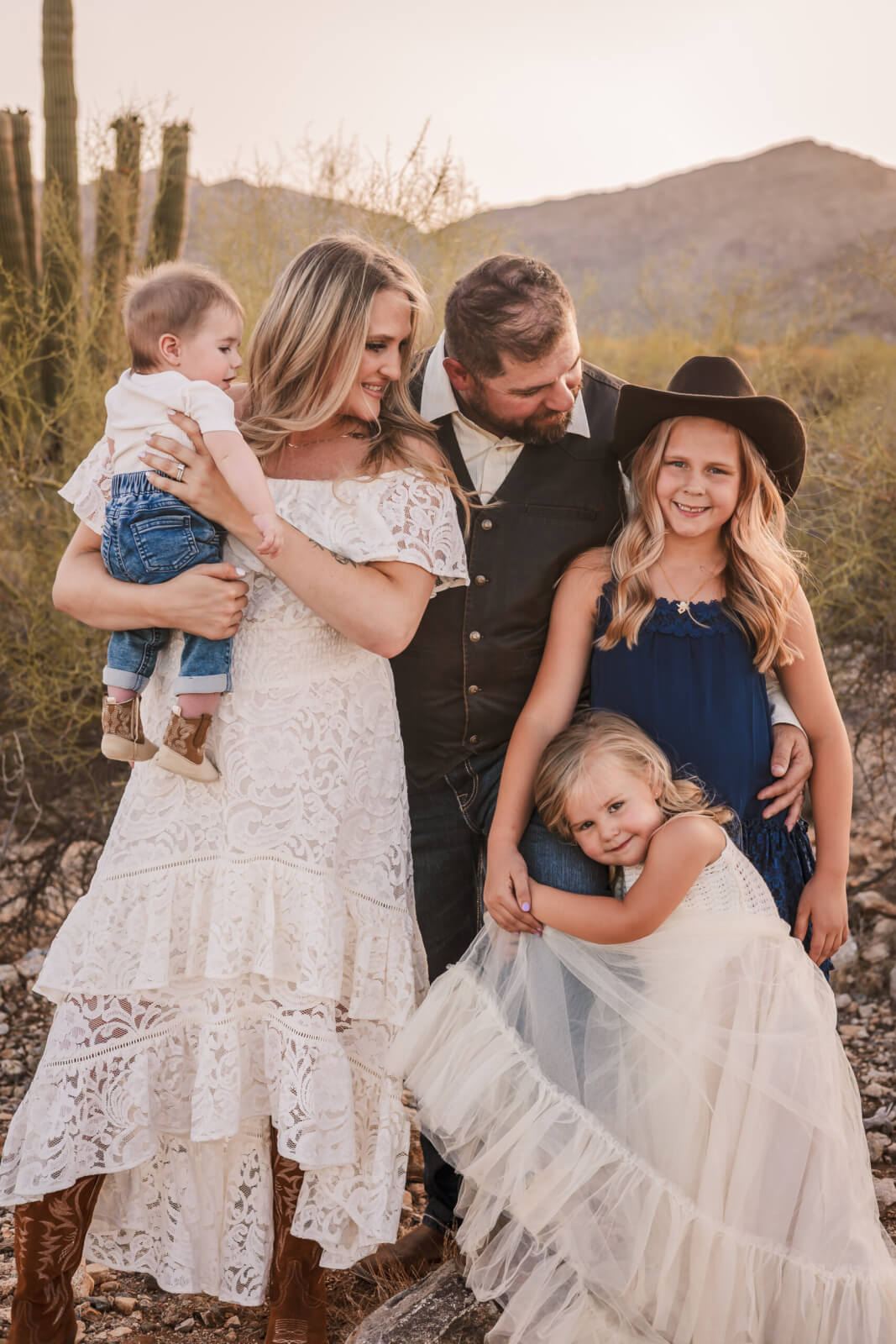 Family photos with a documentary twist in the Phoenix, Arizona desert.