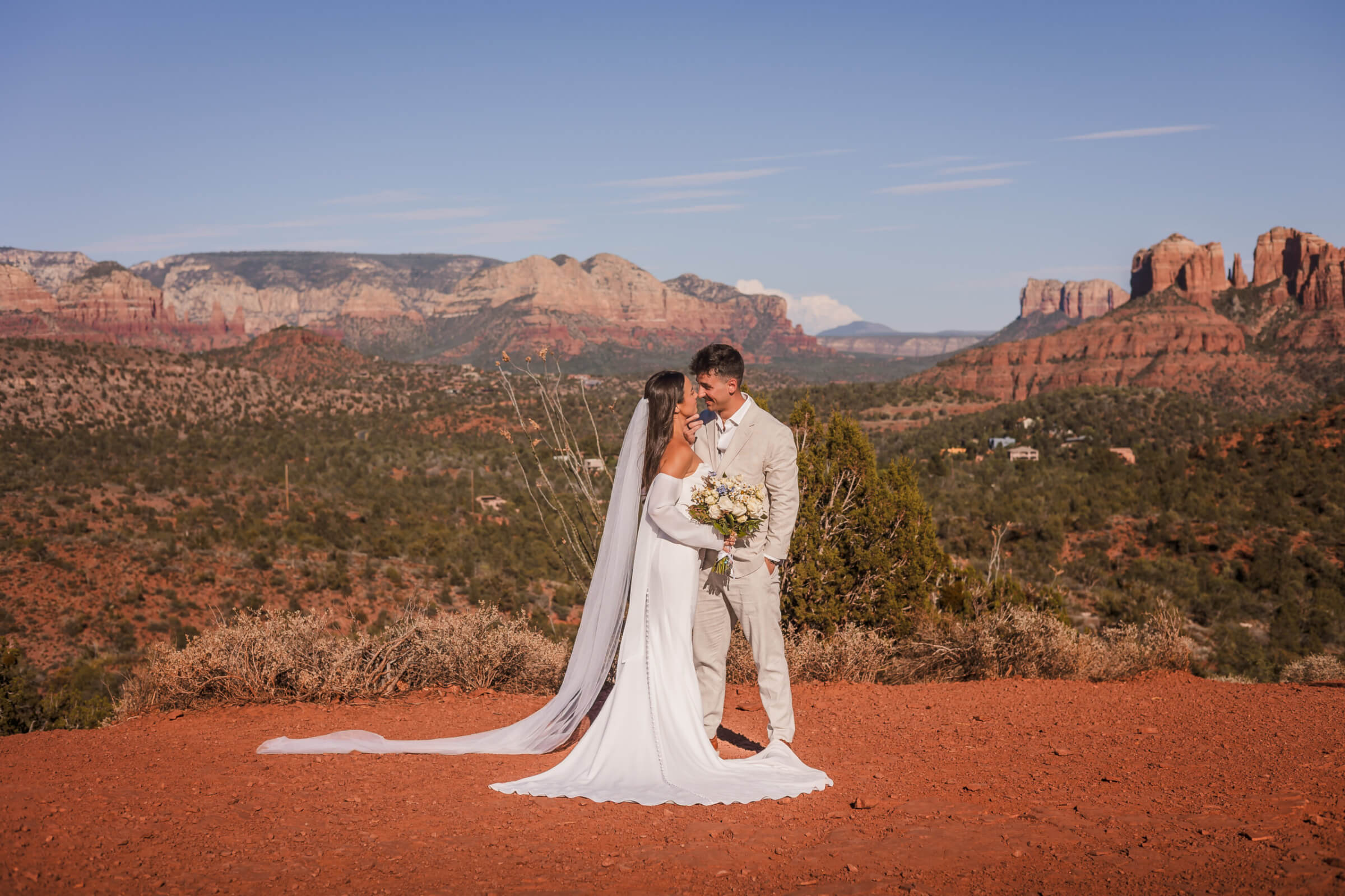 US Air Force couple chooses Sedona Destination Wedding showcasing Cathedral Rock.