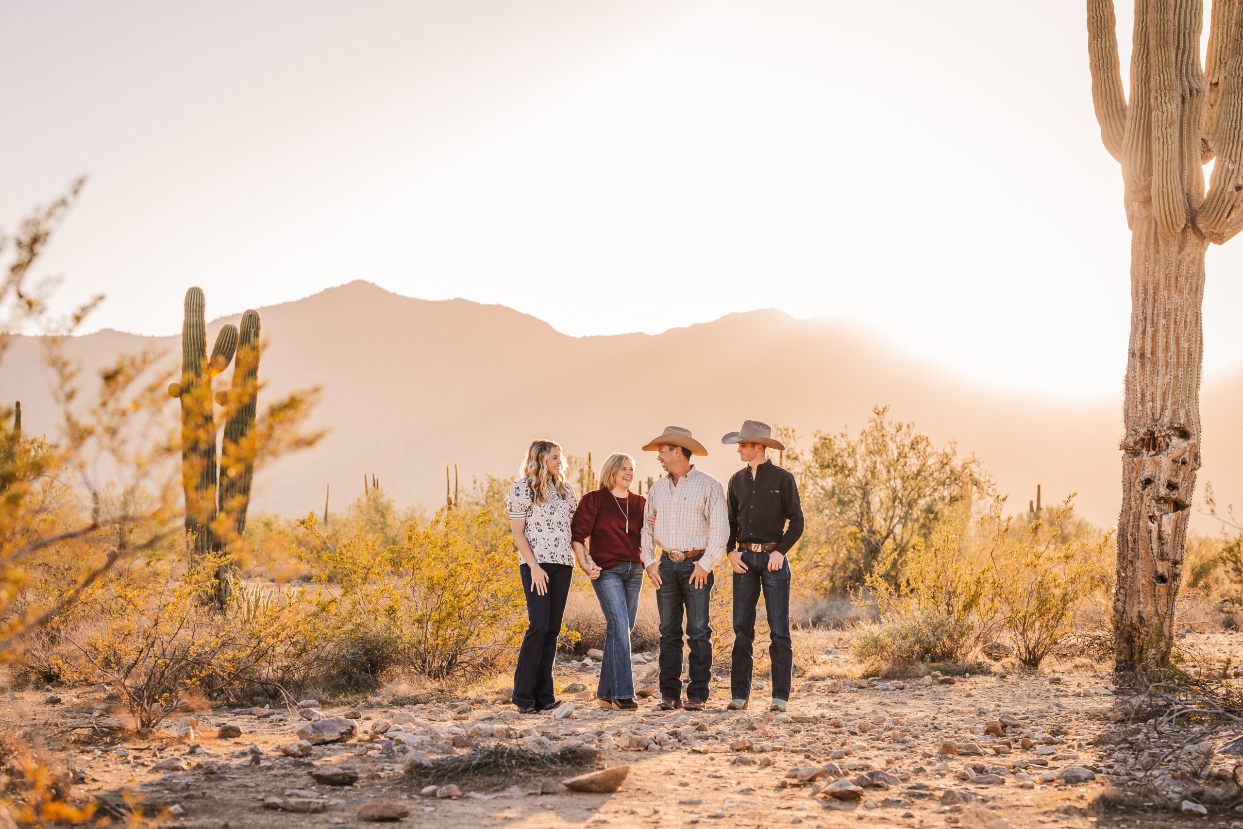 Golden hour desert family photo by Phoenix photographer